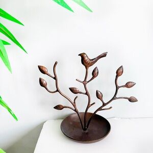 Leaves & Bird Jewelry & Earring Tree in Brown